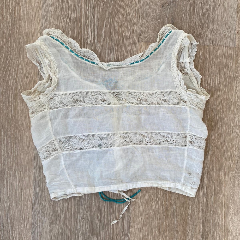 Antique Early 20th Century Lace Trimmed Corset Cover Edwardian Top (STUDY PIECE) - Picture 2 of 11